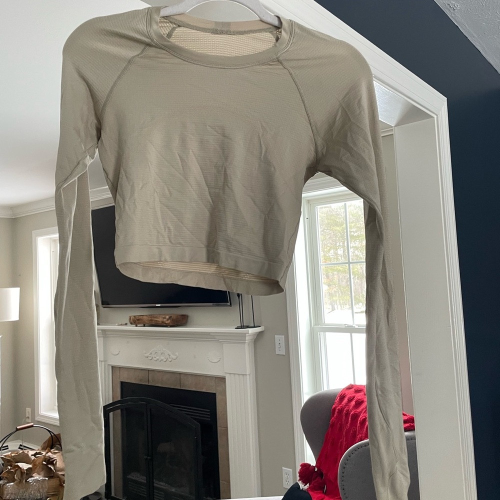 Women's Long Sleeve Crop Top - Cream